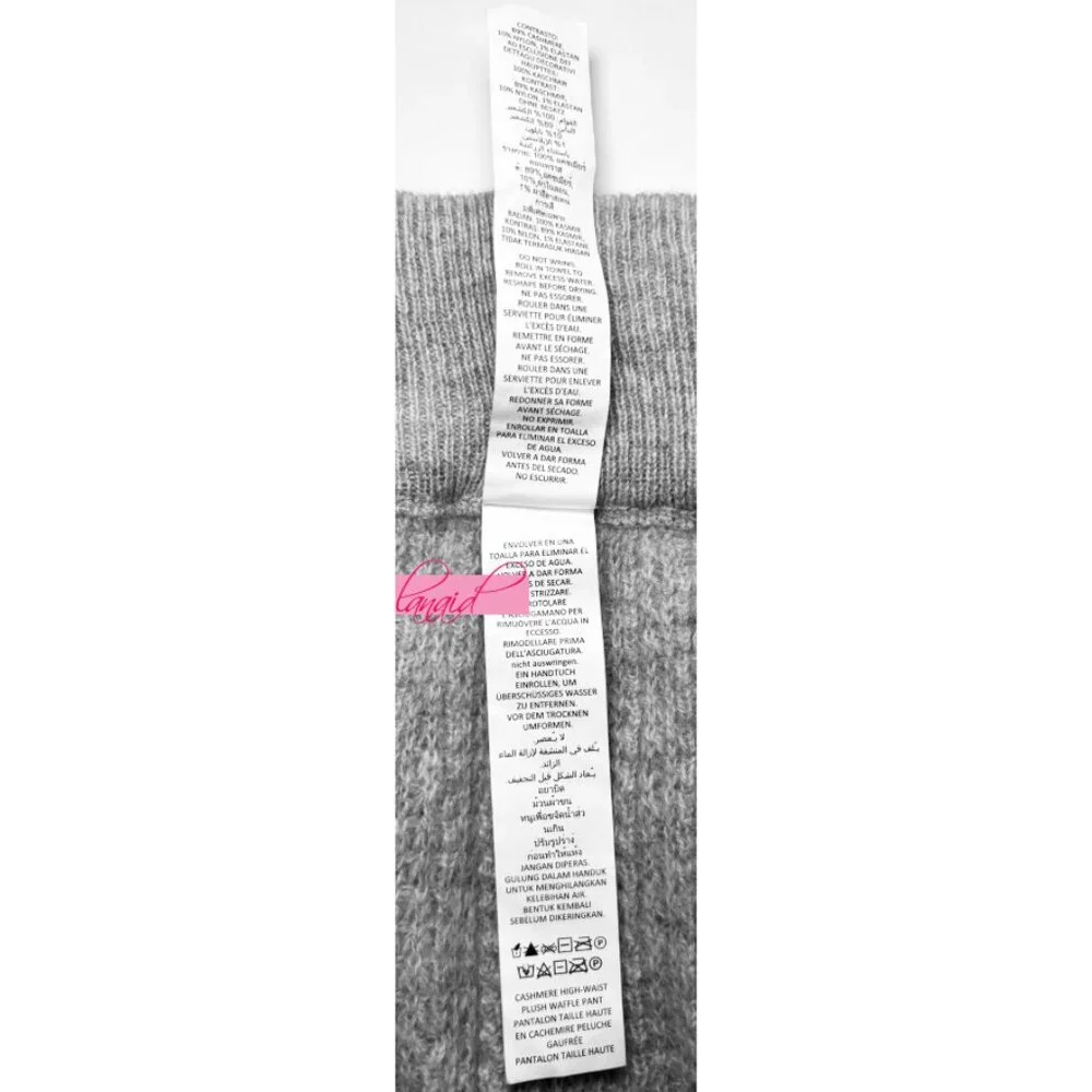 Alo Cashmere High-Waist Plush Waffle Pants Athletic Heather Grey Hi-Rise Sweater